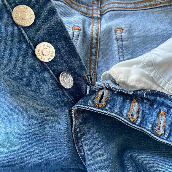 Veronica Beard Kiley High Waist Wide Leg Two-Tone Jeans Size 26/2 Western Cowboy - Picture 10 of 11